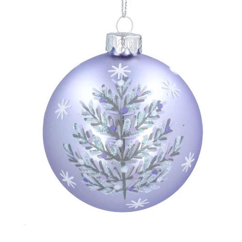 Matt Lilac Glass Ball w Silver Tree