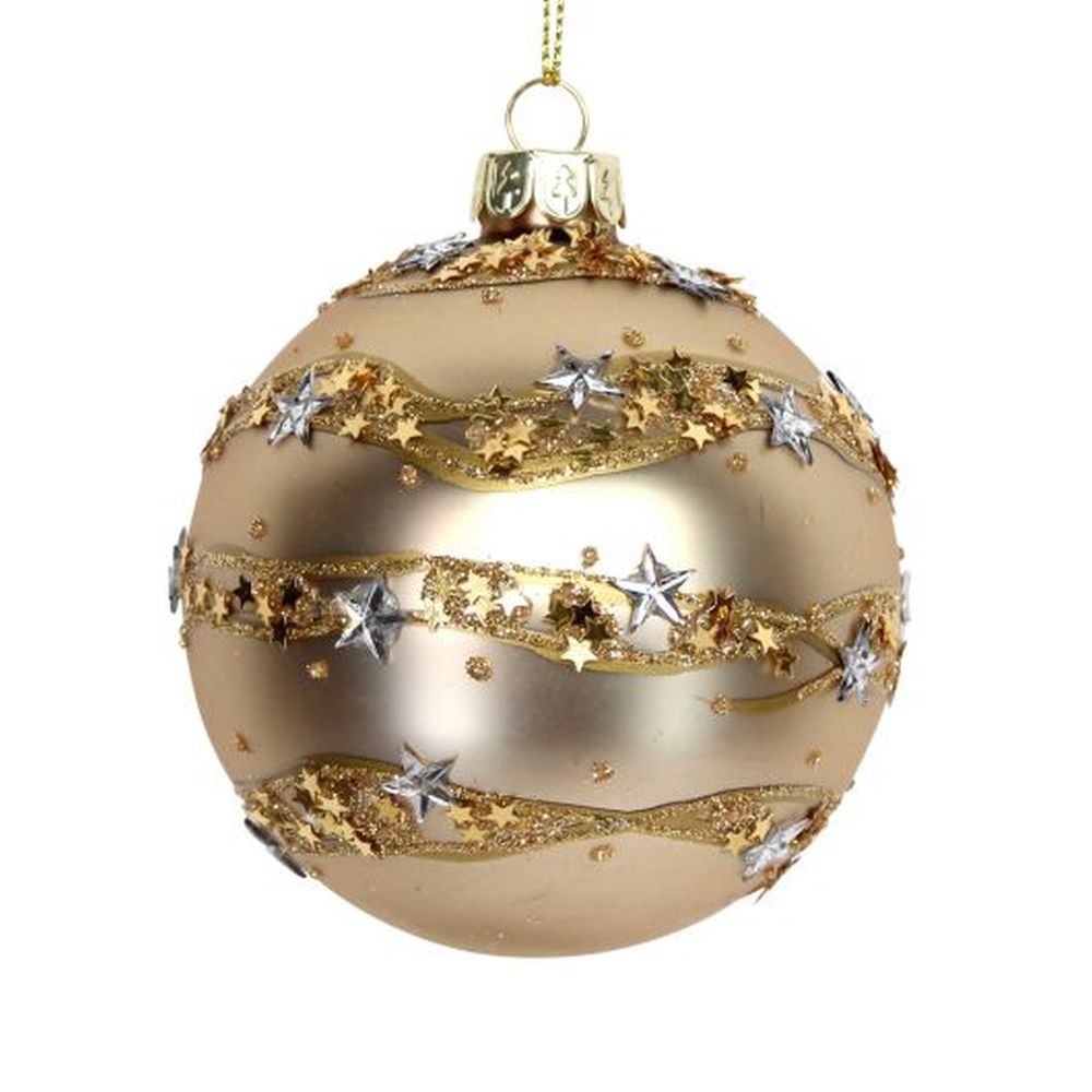 Matt Gold Glass Ball w 3-D Star Band