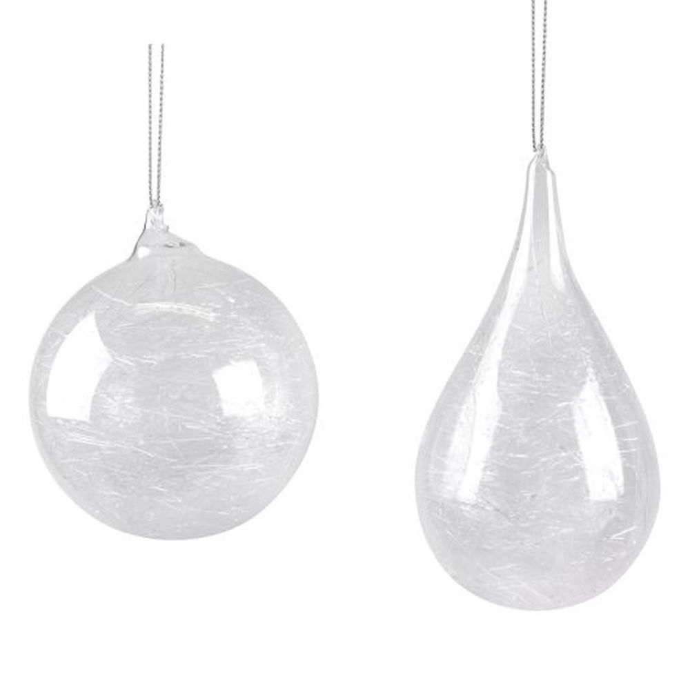 Clear Ball/Teardrop With Glass Shreds 80mm