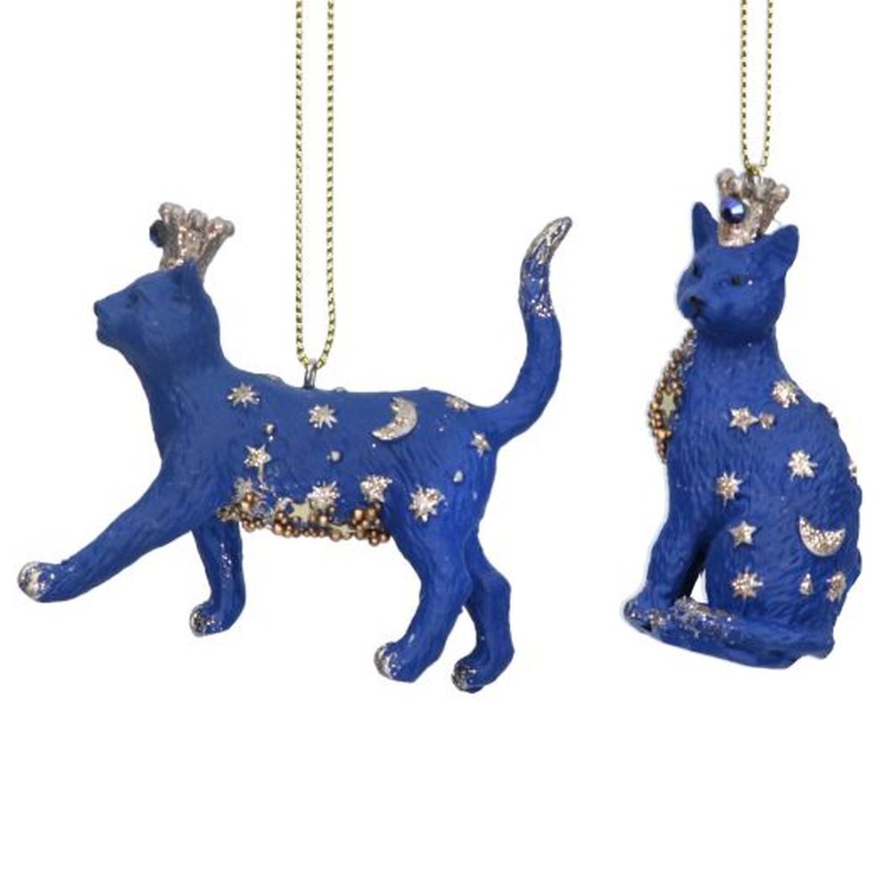 Blue/Gold Resin Cat Dec