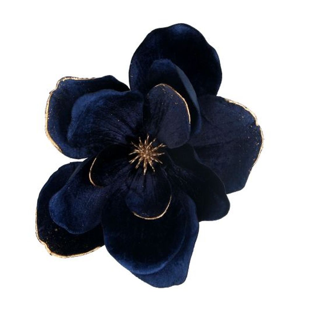 Dark Blue/Gold Fabric Magnolia Clip