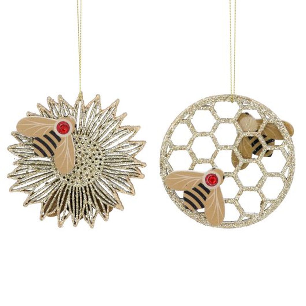 Fretwork Wood Honeycomb w Bee Disc Dec