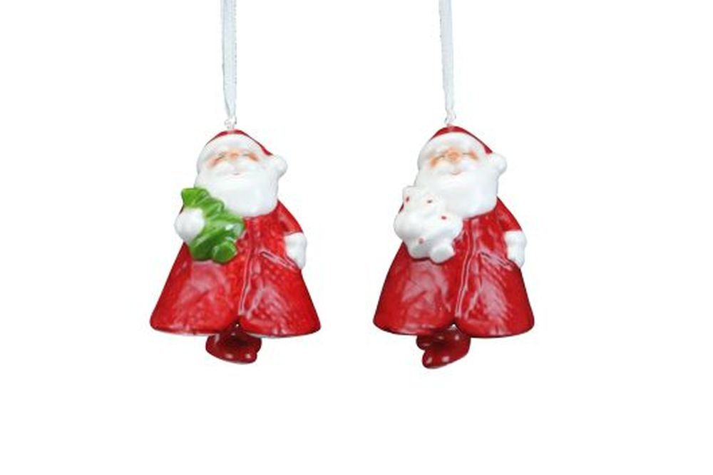 Ceramic Santa Bell Dec 7cm