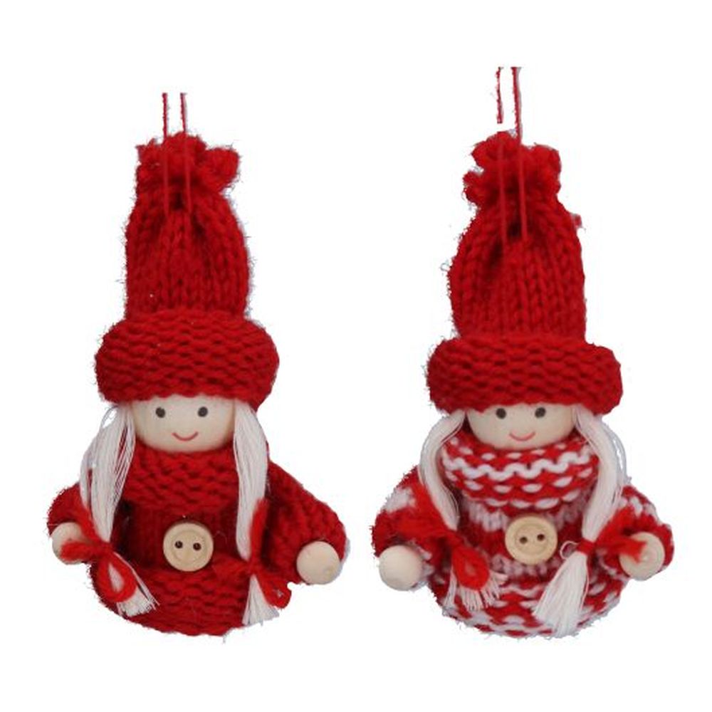 Knitted Red Scandi Girl Dec, 2as