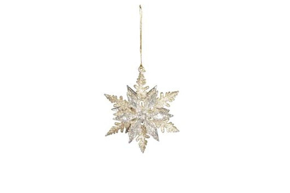Pale Gold/Silver Glitter Spiky Snowflake