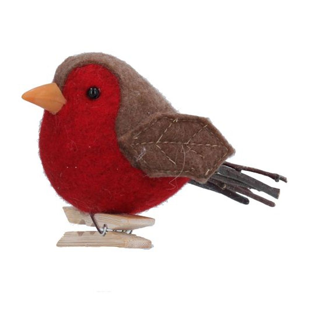 Felt/Twig Robin On Peg Dec 8cm