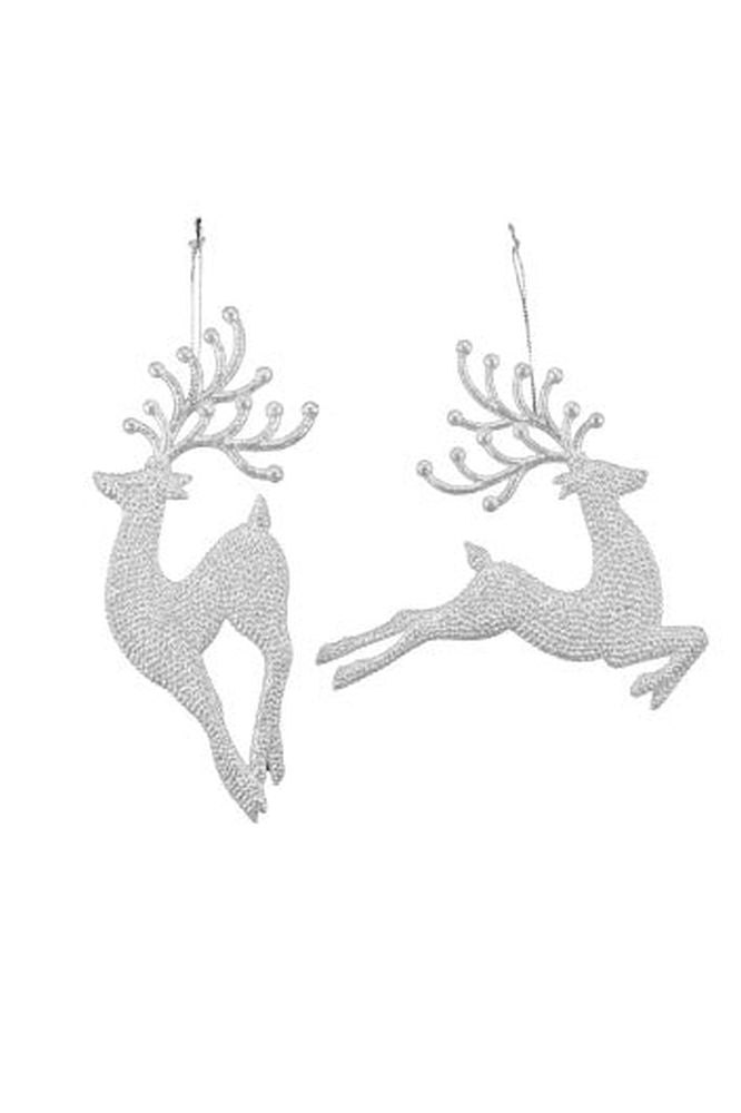 Pale Silver Glitter Reindeer