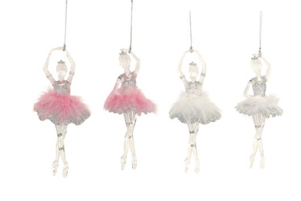 Acrylic/Feather Ballerina Dec, 4as - 16.5cm