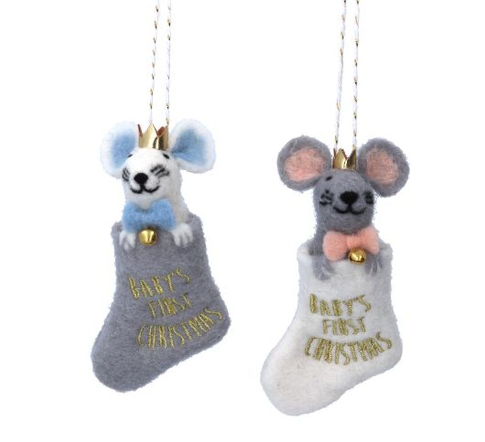 Wool Mix Baby's First Mouse in Stocking Dec