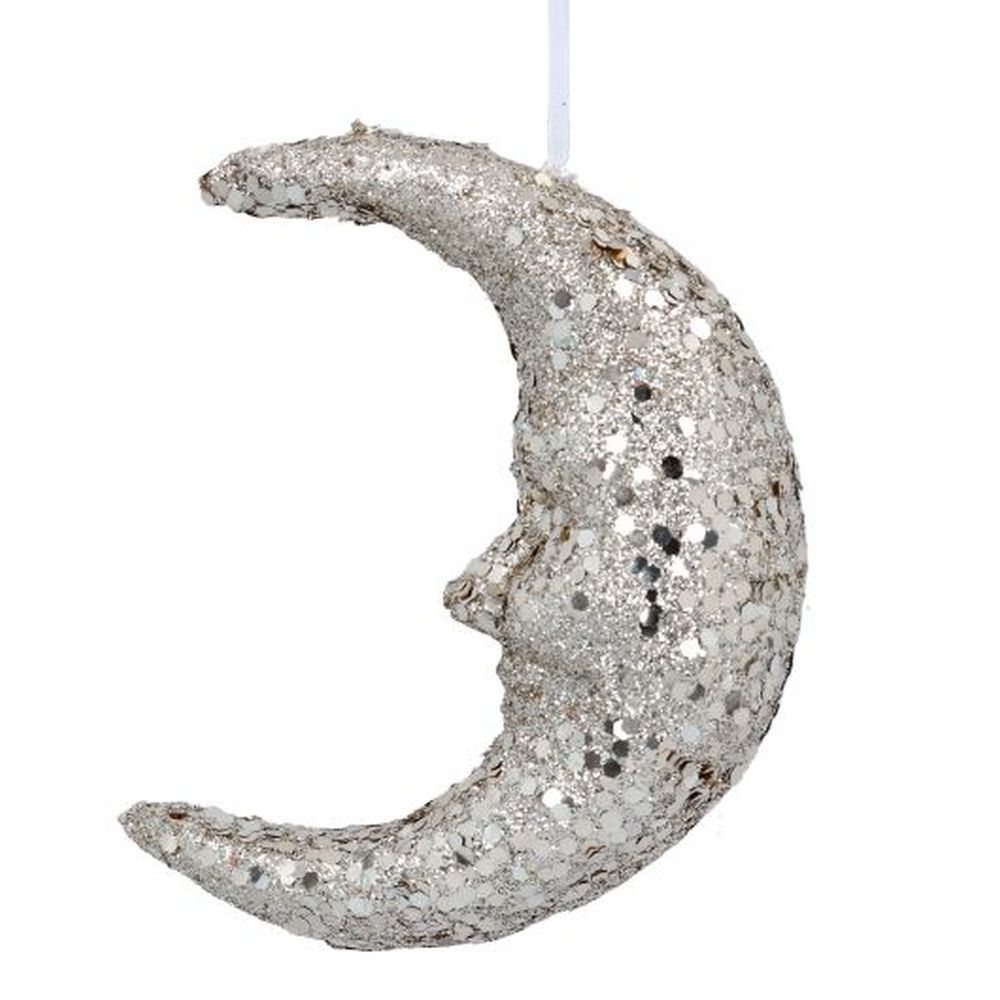 Gold Glitter Poly Moon Face Dec