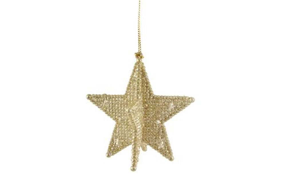 Pale Gold Glitter 3-D 5 Point Star 8cm