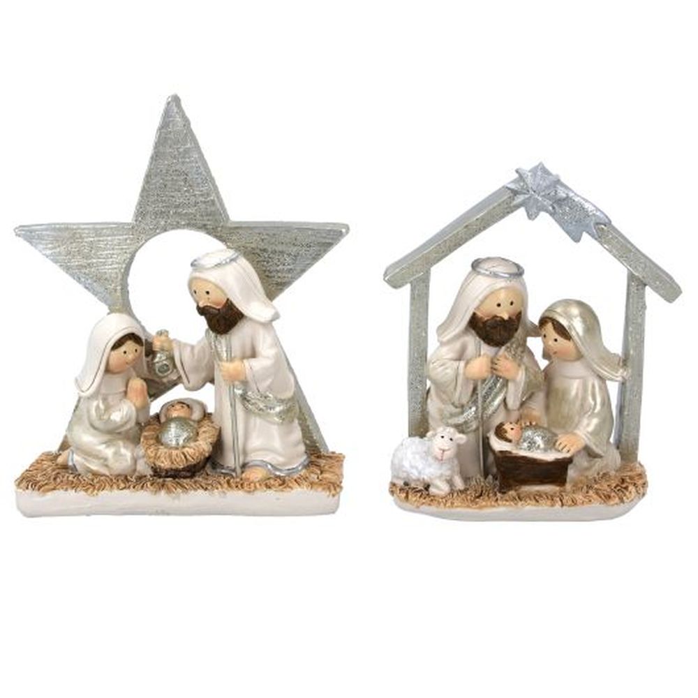 Pastel Resin Mini Nativity Orn, 2as