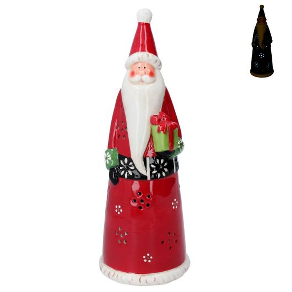 Tall Ceramic LED Santa Orn, Lge