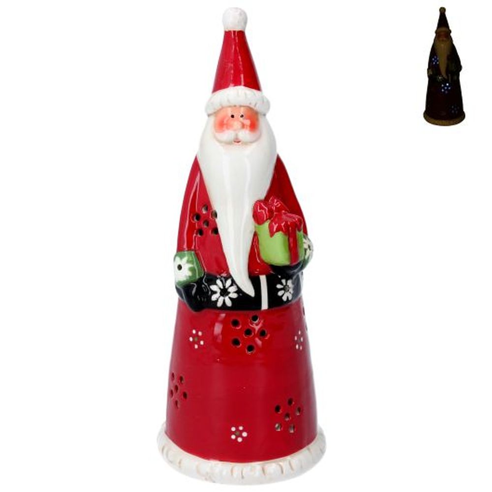 Tall Ceramic LED Santa Orn, Sml