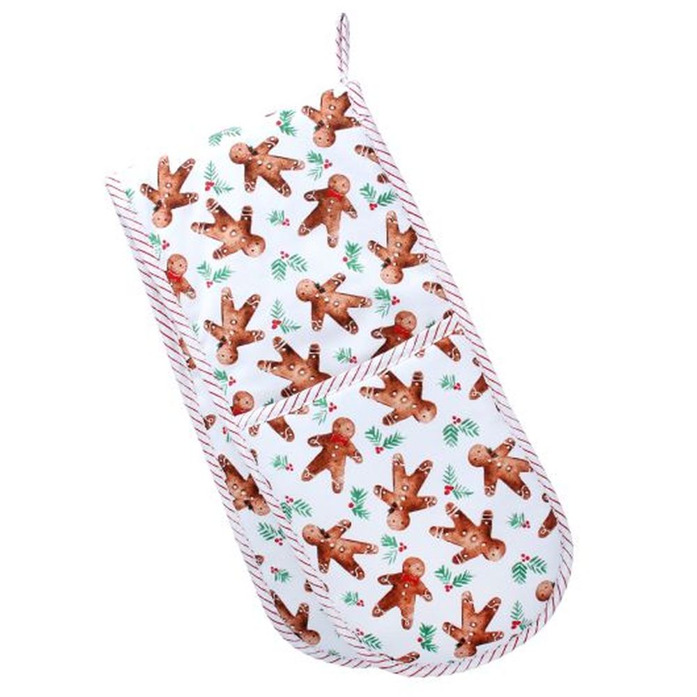 Gingerbread Men Fabric Double Oven Glove