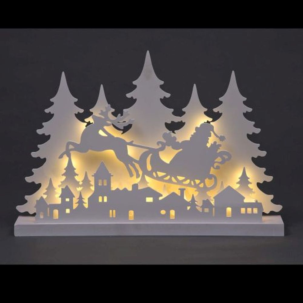 60cm B/O LED Flying Santa / Sleigh Silhouette