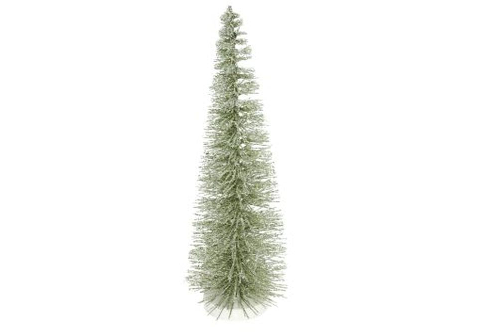 Green Glittered Bristle Tree Orn, Lge