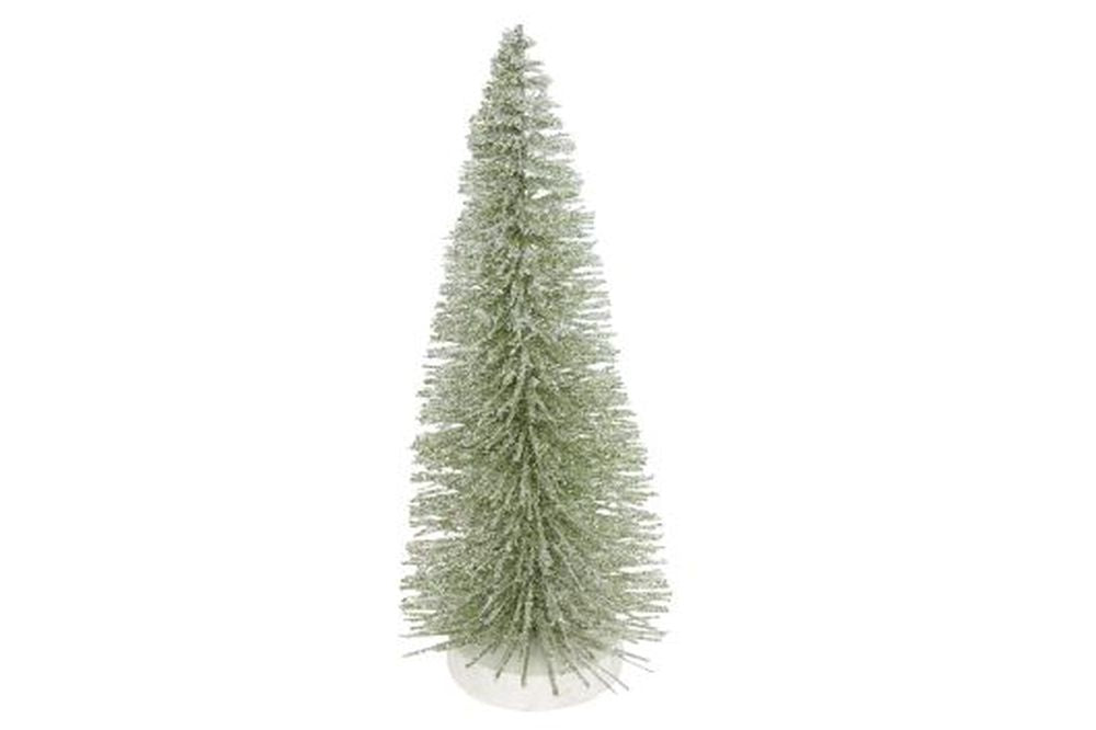 Green Glittered Bristle Tree Orn, Med