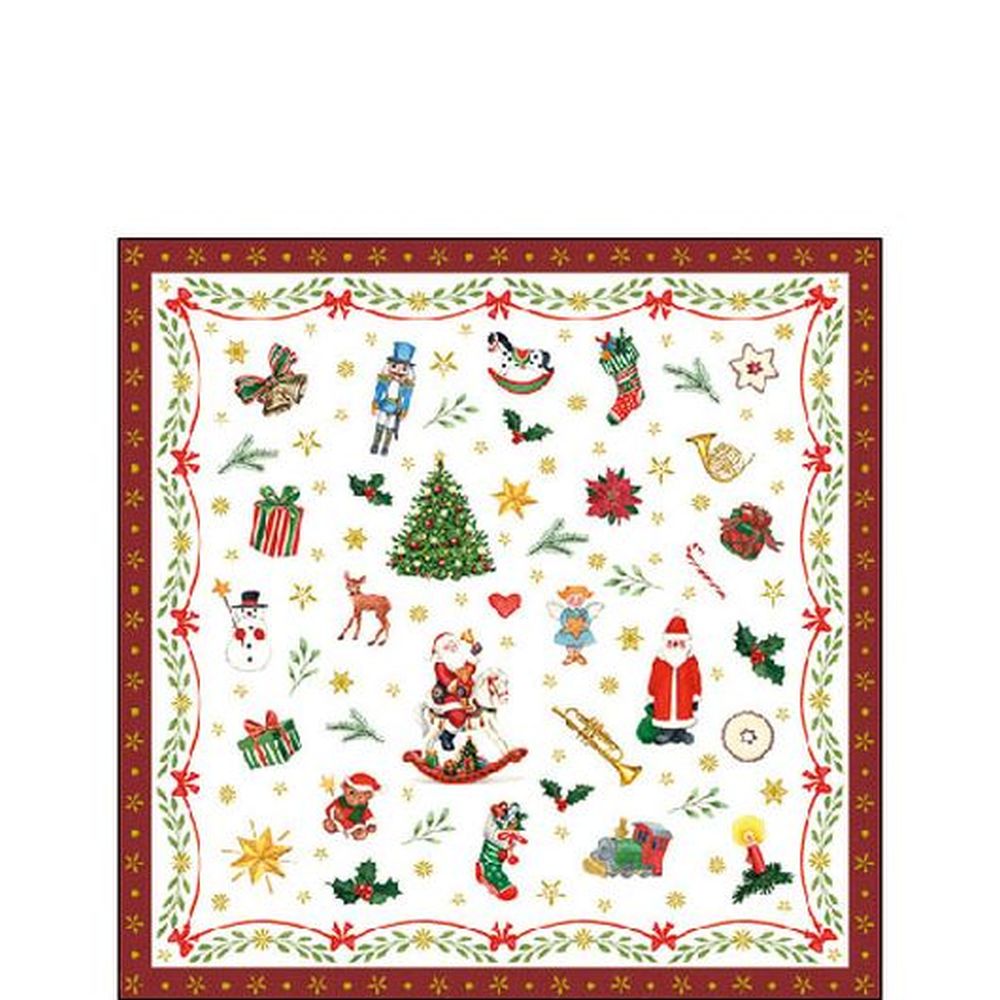 Napkin 25 Ornaments All Over Red FSC Mix