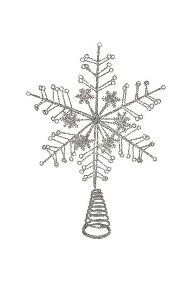 Silver Glitter Snowflake Tree Top Star