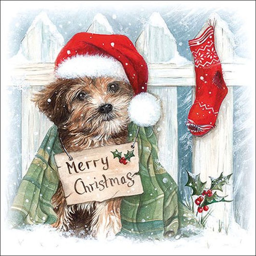 Napkin 33 Christmas Puppy FSC Mix