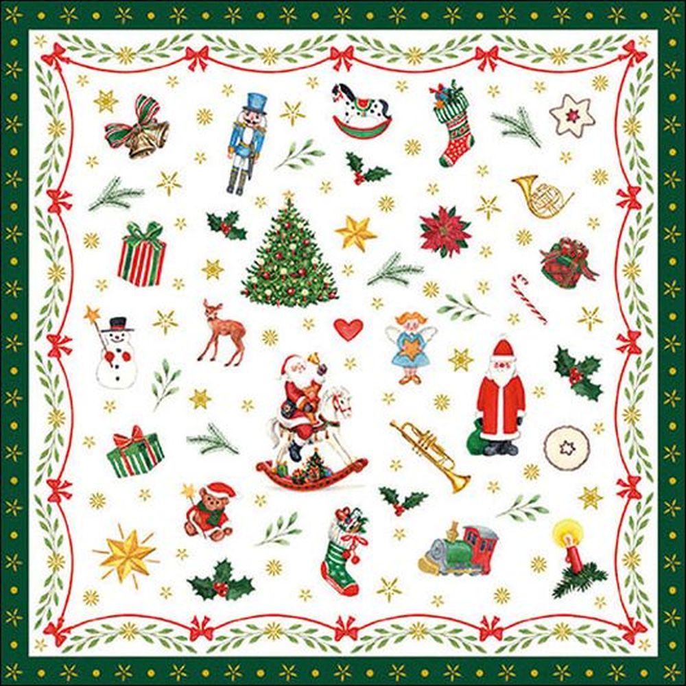 Napkin 33 Ornaments All Over Green FSC Mix