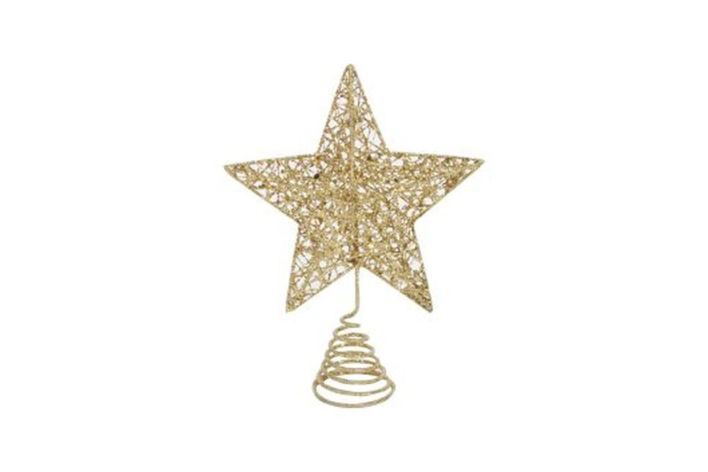 Gold Glitter Mesh Tree Top Star 15x20cm
