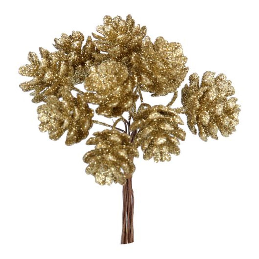 Gold Glitter Mini Cone Bunch Pick