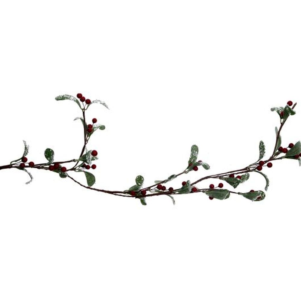 Frosted Leaf/Red Berry Twig Garland