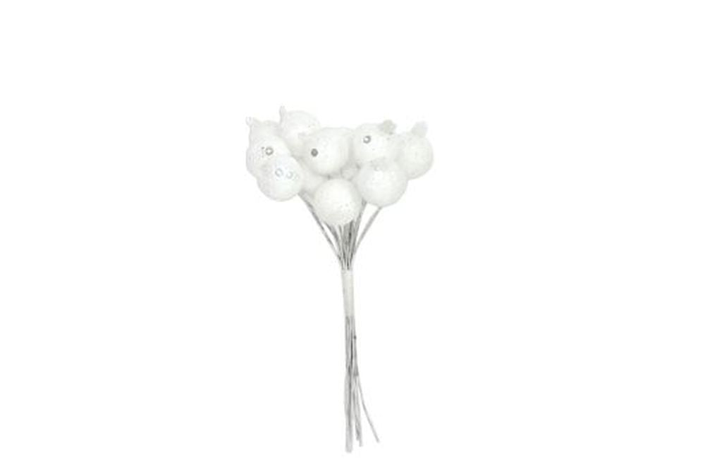 White Glitter Berry Pick Bunch