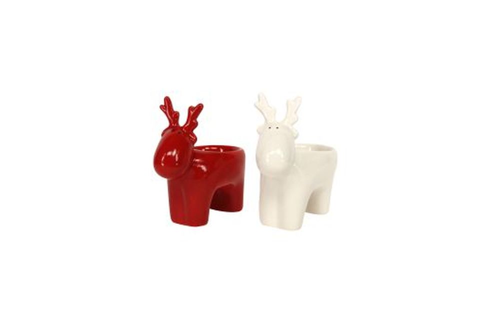 Red/White Ceramic Reindeer Nite Lite
