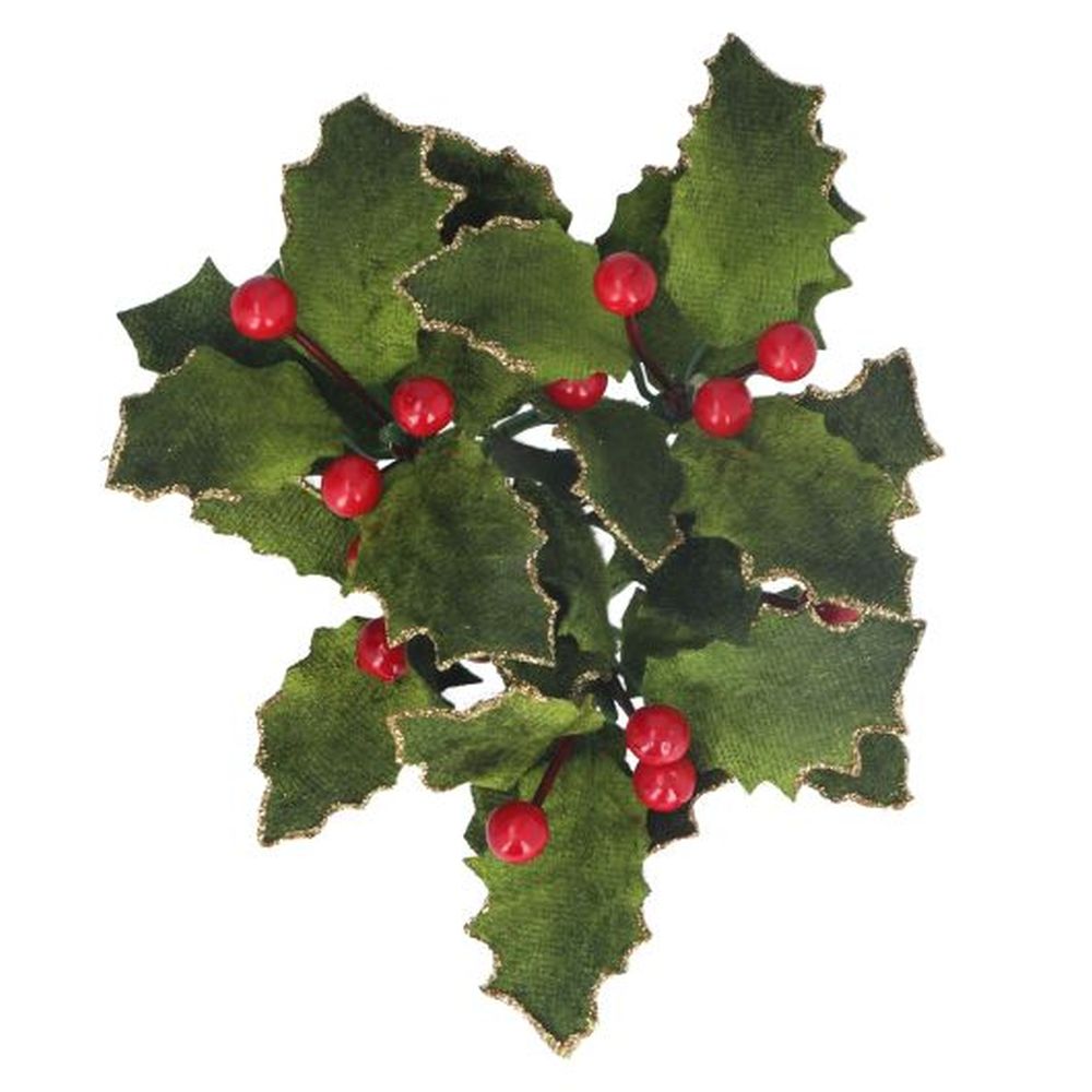 Velvet Holly Candle Ring, Sml