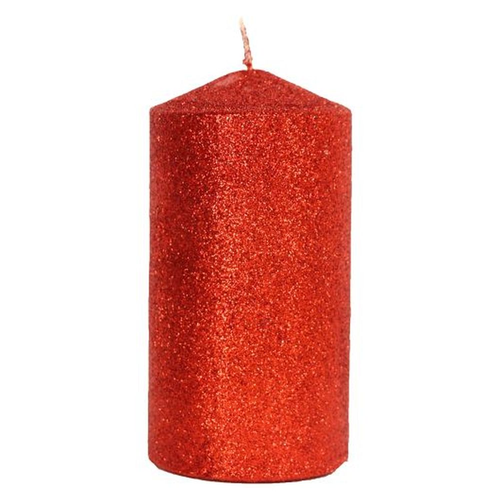 Red Glitter Cylinder Candle