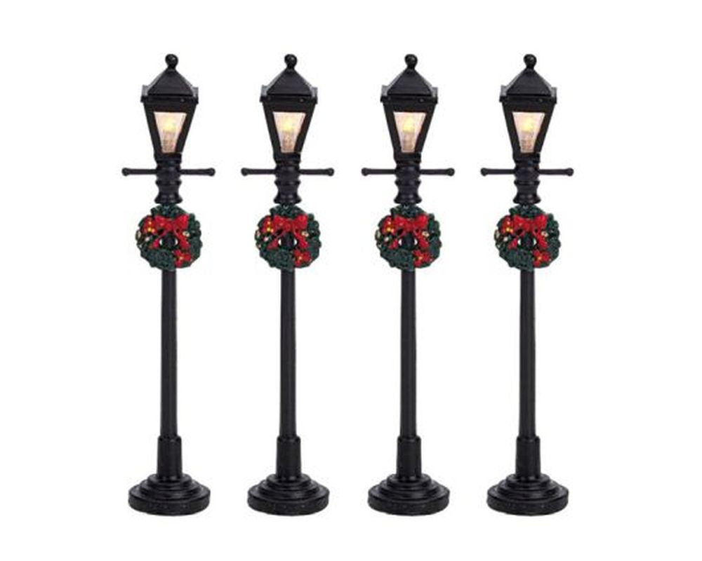 LEMAX GAS LANTERN STREET LAMP, SET OF 4, B/O (4.5V)