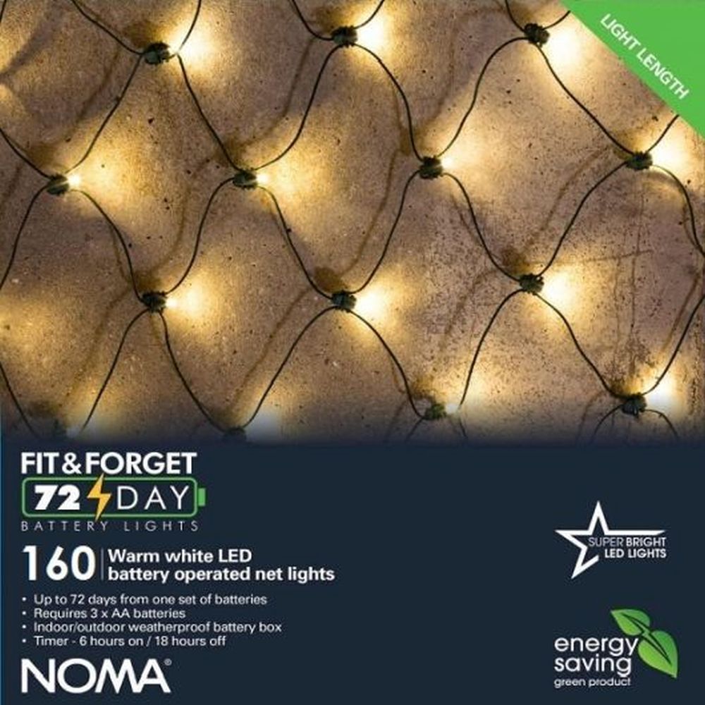 160 FIT & FORGET B/O WARM WHITE MULTIFUNCTION NET LIGHTS