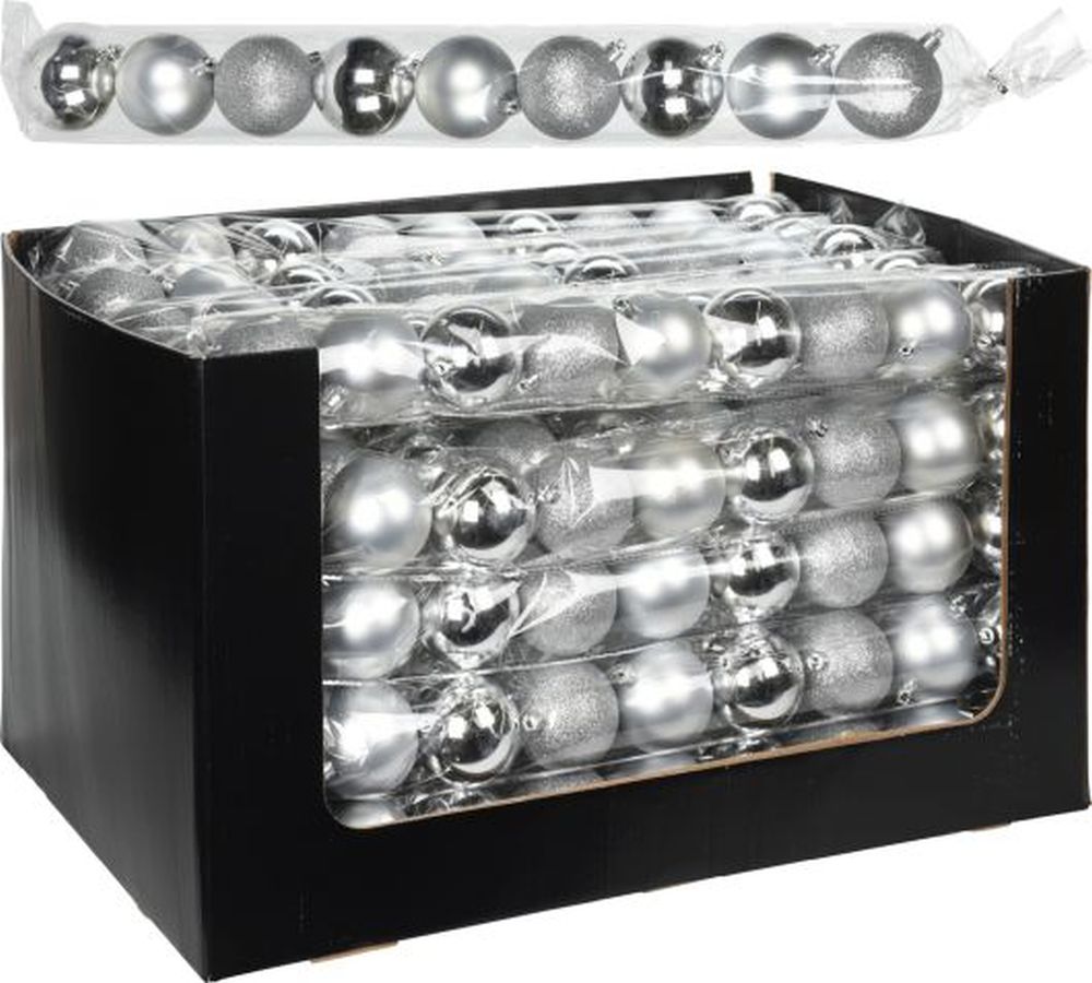 XMAS BALL 9X 60MM SILVER