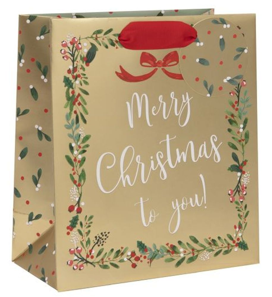 BAG MED SD GOLDEN MERRY CHRISTMAS