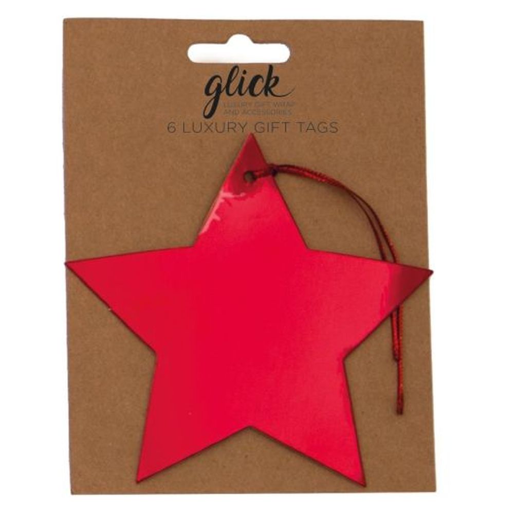Multipack Tag (6) Foil Star Red
