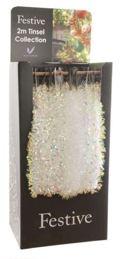 200cm iridescent tinsel white