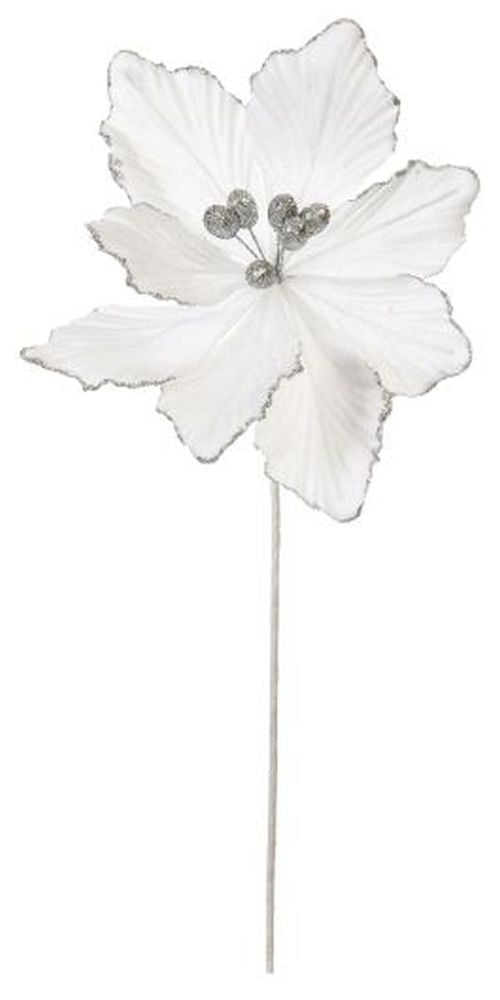 40cm white velvet magnolia stem
