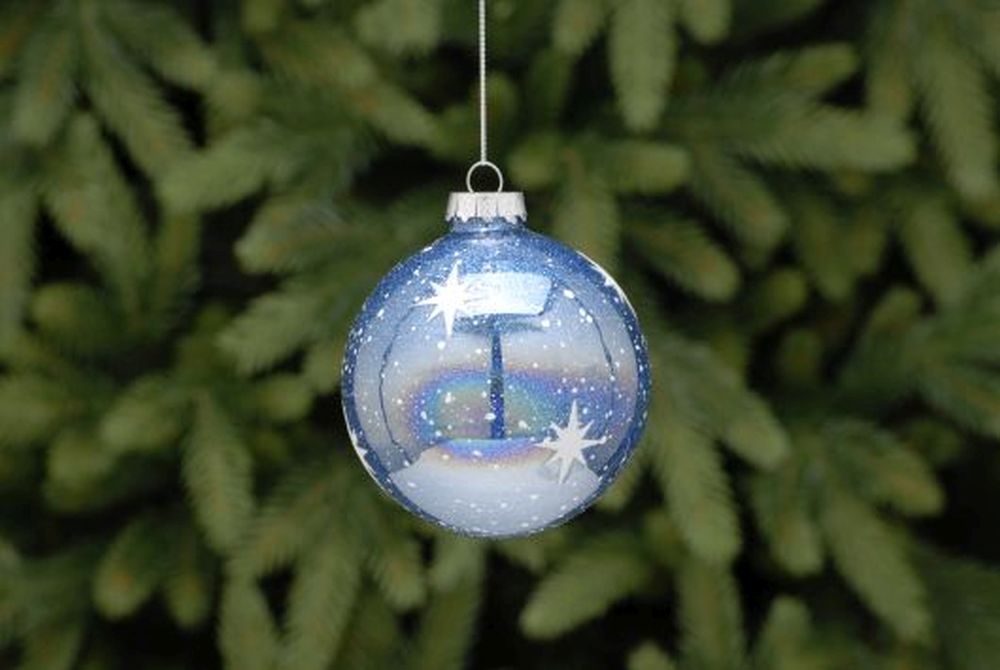 8cm blue with silver stars and dots glass ball