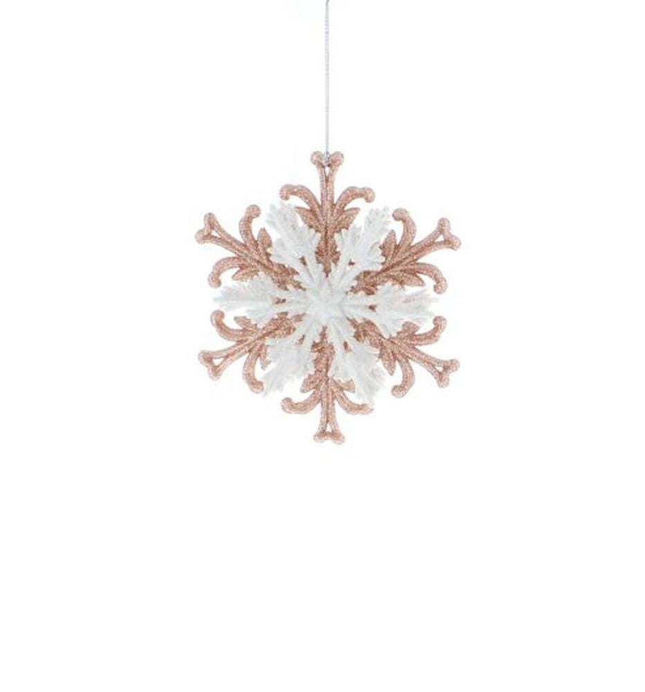11cm white and copper glitter snowflake