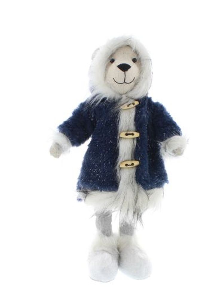 38cm standing polar bear with blue coat