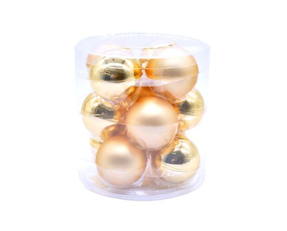 12pcs x 5cm gold glass balls in tub