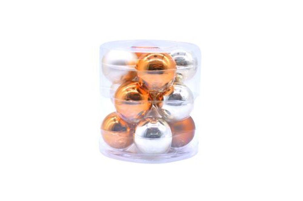 12pcs x 5cm brown/gold glass balls in tub