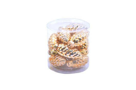 12pcs x 5cm gold glass pinecone in tub