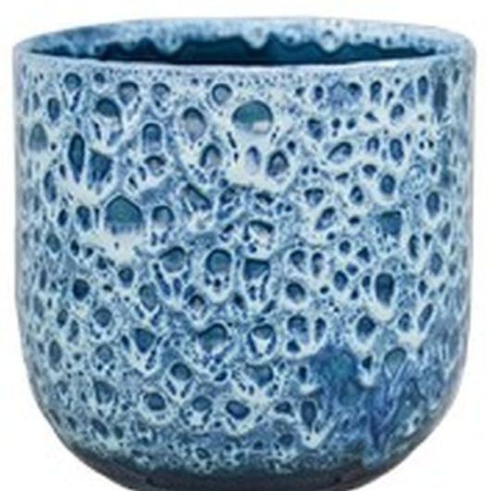 Sapphire Reactive Glaze Planter H16Cm D16Cm