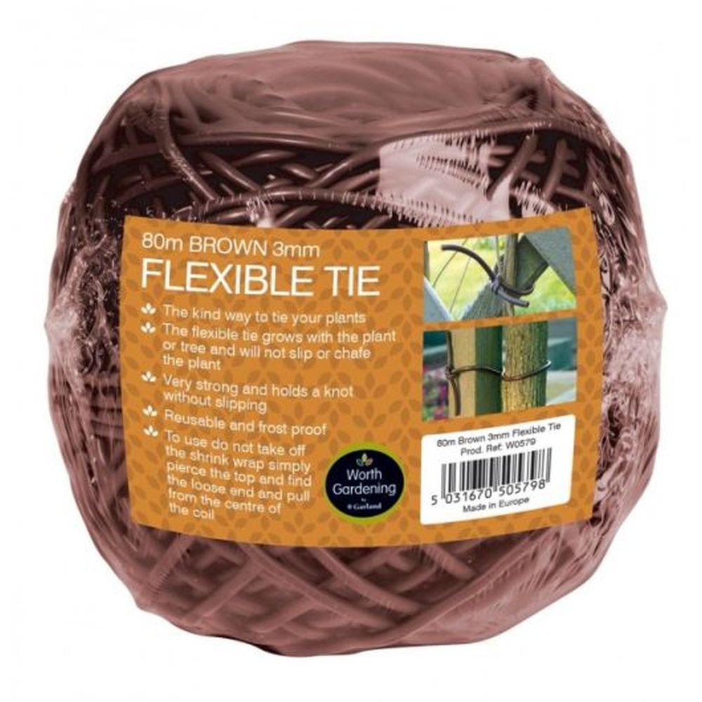 80m Flexible Tie Brown 3mm
