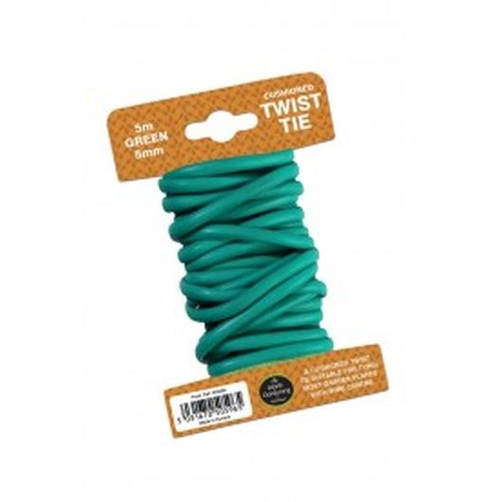5m Twist Tie Cushioned 5mm Green
