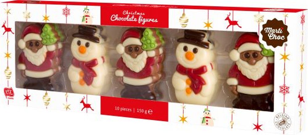 MARTICHOC 10 Christmas Figures - Milk & White Chocolate 150g